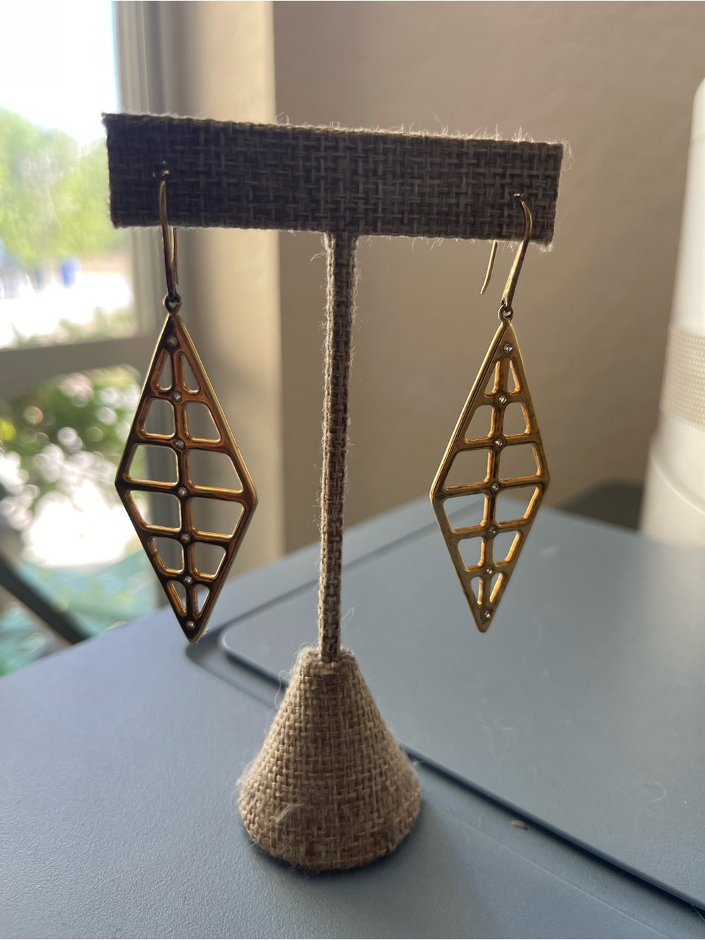 Geometric Openwork Gold Drop Earrings
